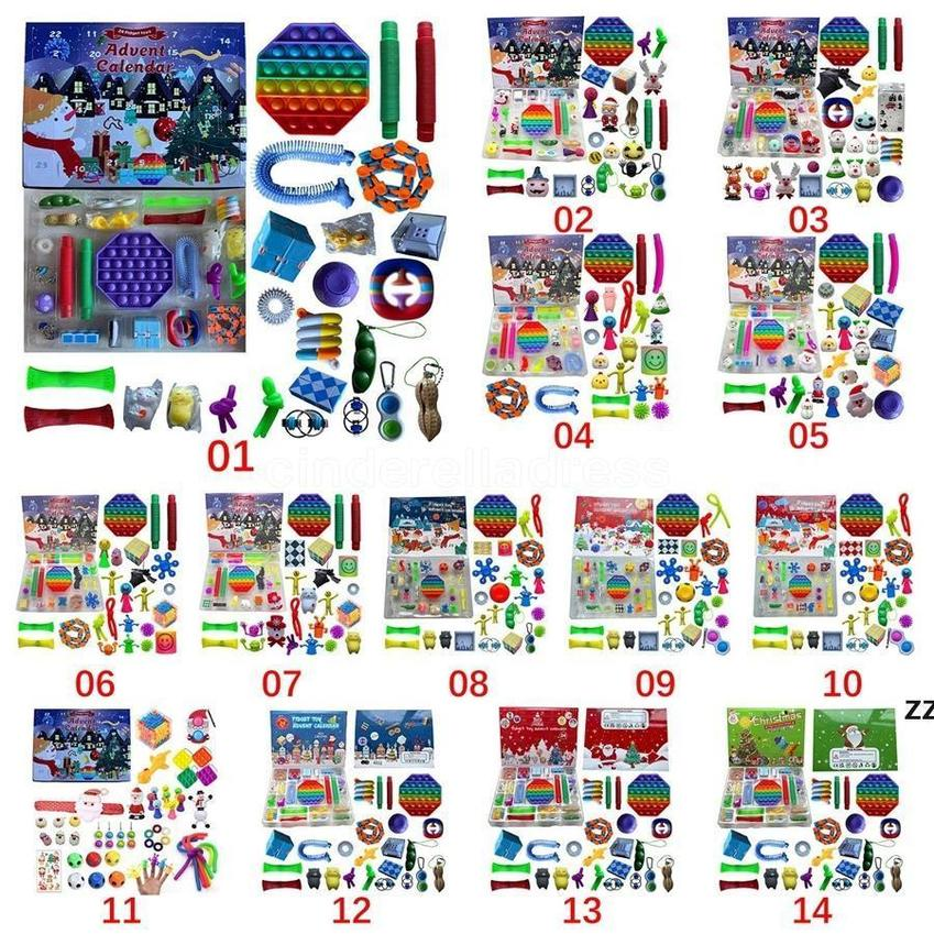 

2021 Christmas Fidget Toy Advent Calendar Set December 24 days Push Bubble 24pcs/Set Silicone Stress Reliever Sensory Toys