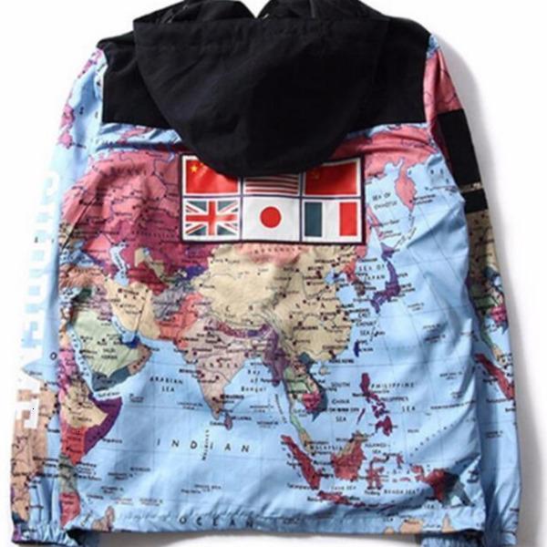 

Fashion Mens Jacket Map Reflective Women Jackets Hooded Long Sleeve Black Coat Streetwear Outdoorwear Noctilucent Clothing Size -XXXL, 999
