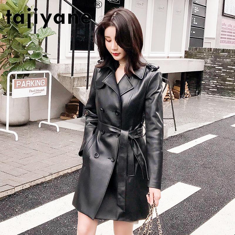 

Women's Leather & Faux Tajiyane 100% Sheepskin Coat 2021 Autumn Genuine Jacket With Belt Fashion Korean Clothing Casaco Feminino Gmm755, Black
