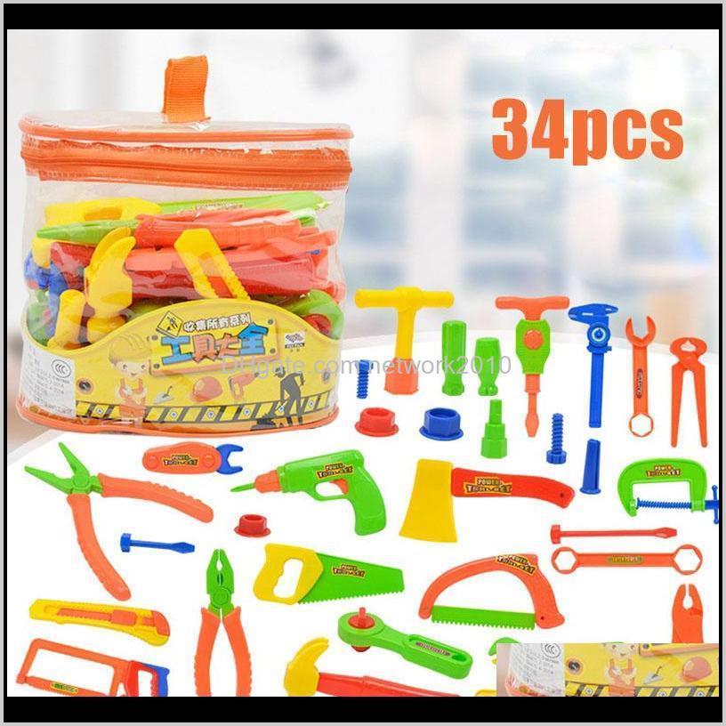 

Other Children Furniture 34Pcs Deluxe Tools Set Children'S Role Playing Diy Disassembly Toy Portable Tool Table Simulation Repair Kit Hckxn