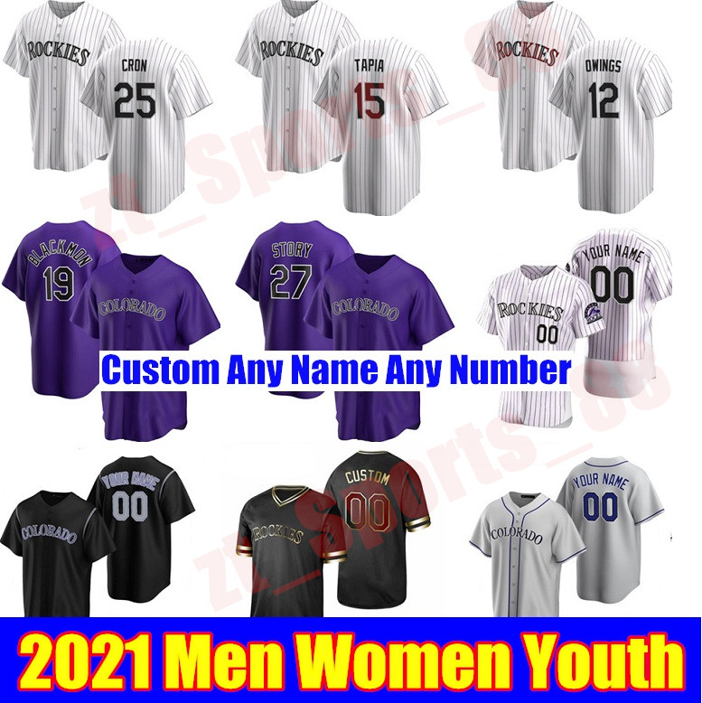 

2021 Colorado Men Women kids Baseball Jerseys David Dahl Tony Wolters Bryan Shaw Carlos Estevez Todd Helton Jon Gray Antonio Senzatela Rockies jersey, Blue;black