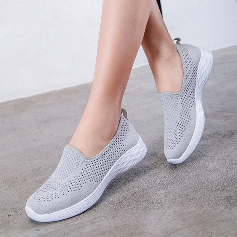 

vulcanized shoes womens sneakers mesh breathable walking female casual slip on ladies flats soft light woman footwear hot n7qt, Style 1 gray