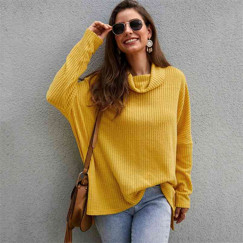 

Fashion Turtleneck Womens Autumn And Winter Yellow Sweater Casual Solid Long Sleeve Women Pullover Sueter Mujer 210517
