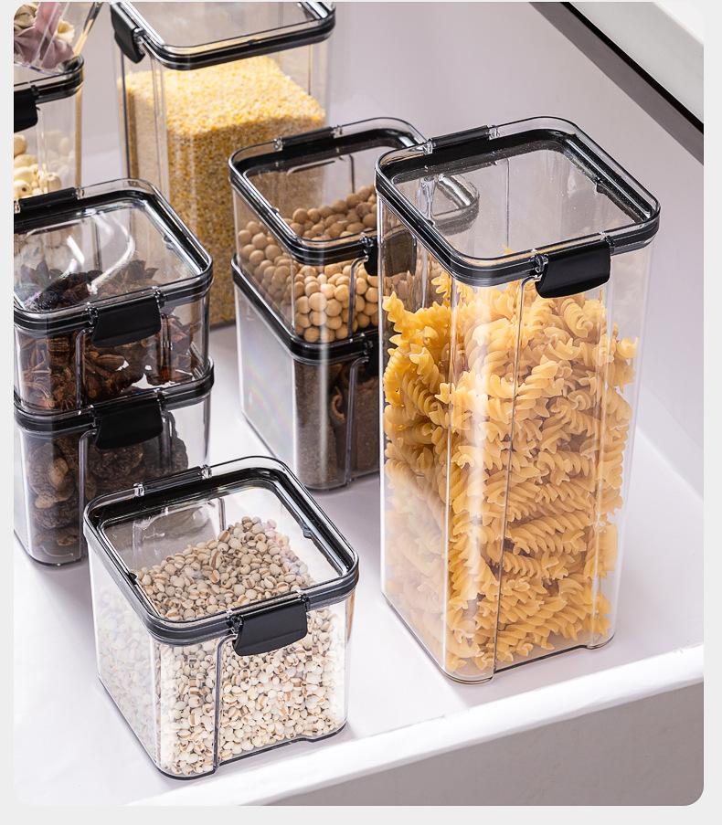 

Storage Bottles & Jars 1800ml Transparent Plastic Jar, Household Box, Nut Seasoning Sealed PET Container With Lid Set Pasta
