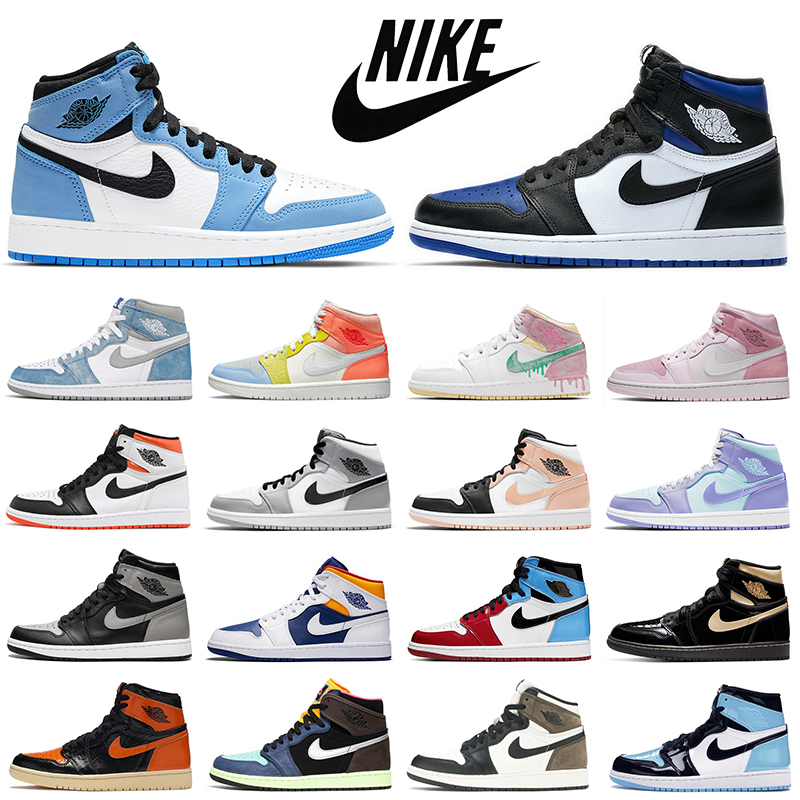 

Hyper Royal 1s Men Basketball Shoes Jumpman 1 University Blue Paint Drip Digital Pink Womens Mens Trainers Sports Sneakers