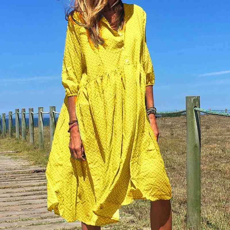 

Plus Size Boho Deep V-neck Ruffle Dress for Women Bohemian Women' Beach es Casual Loose Printed Knee-length Floral 210603, Blue