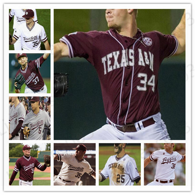 

Custom Texas A&M Aggies Baseball Jersey 42 Jake Nelson 35 Asa Lacy 28 Trevor Werner 23 Christian Roa 34 Minter S-4XL, Red