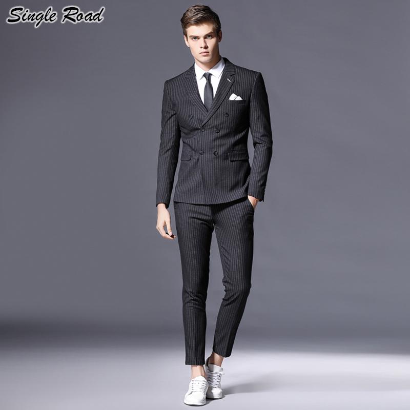 

Men's Suits & Blazers Single Road Stripe Tuxedo 2021 Male Blue Large Dresses Classic 3 Piece Suit Set Men For Wedding Dress Boys SR20, K-330 blue suits