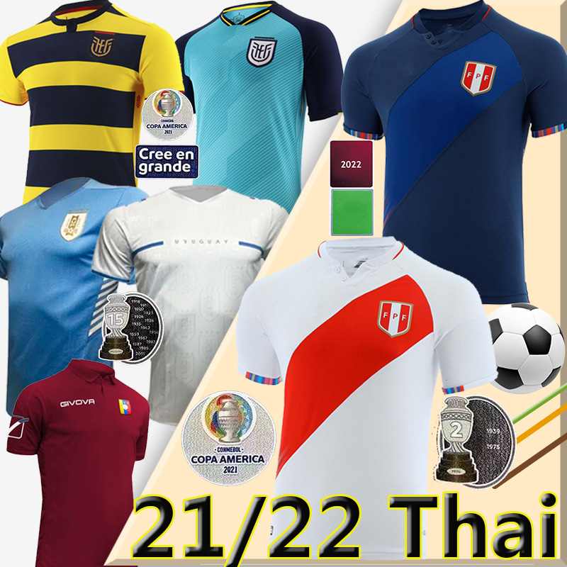 

2021 2022 Perú camisetas de fútbol Copa American Ecuador jerseys Uruguay GUERRERO FARFAN CUEVA 21/22 Peru Soccer Jersey L.suarez F. Valverde Gonzalo Plata Football Shirt, 20-21 away
