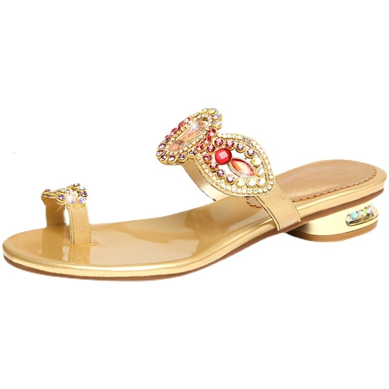 

flip princess Sandals flops summer girls casual shoes sexy crystal slides strass sandals ladies genuine leather b378 9QSF, 1# shoe box