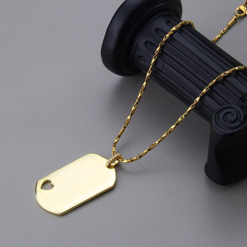 

Pendant Necklaces Minimalist Geometric Hollow Heart Zircon Tag Women's Charm Gold Sweater Clavicle Chain Simple Jewelry Gifts, Silver