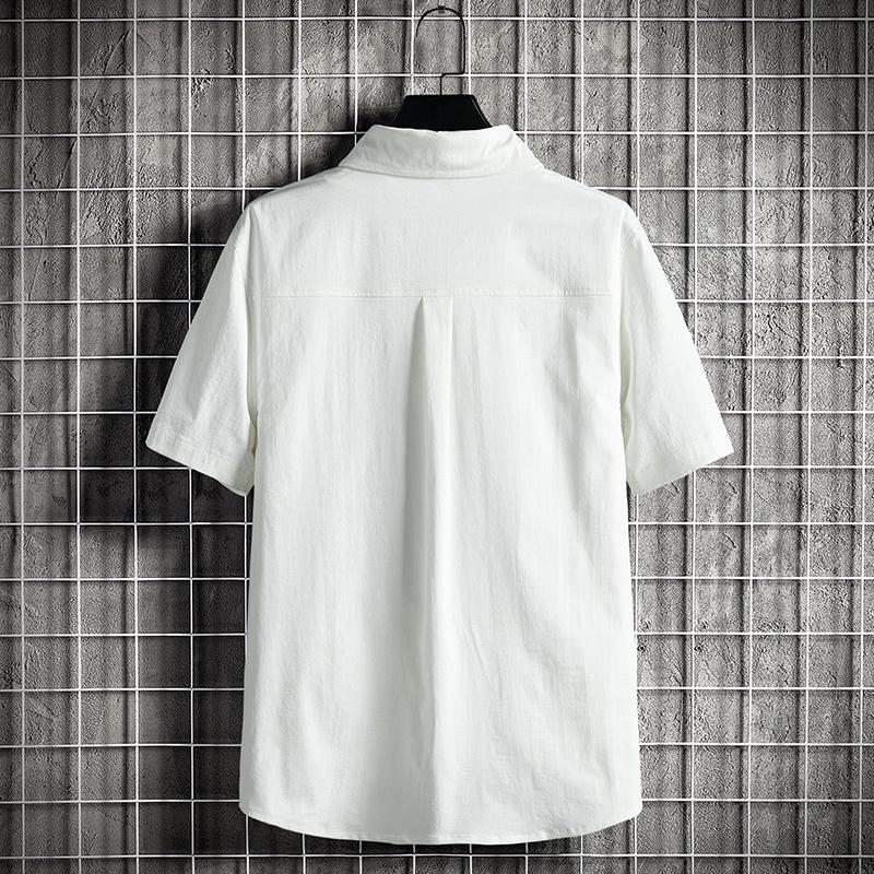 

Men's Casual Shirts Short Sleeve Trend Loose Port Style Is Black Spring And Autumn Shirt, White;black