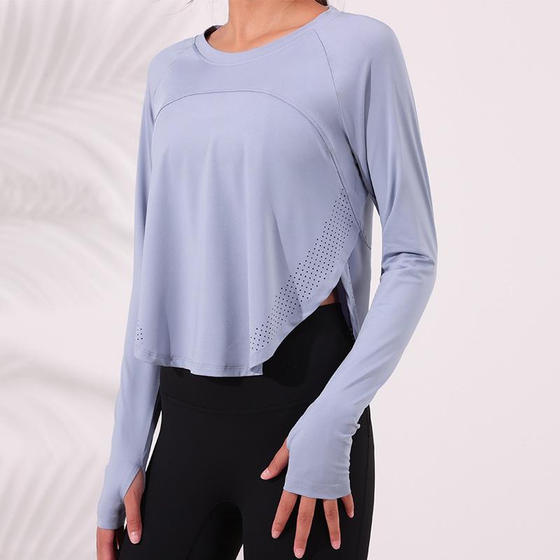 

Yoga Outfit Women Loose Fit Long Sleeve T Shirt Fitness Sports Flowing Tee Moisture Wicking Athletic Shirts Breathable Gym Crop Top