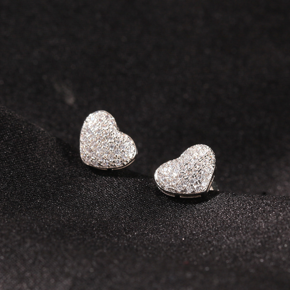 Designer Men Heart Earrings Hip Hop Ear Stud Fashion S925 Women Earring with Diamond Male Earings Studs Zircon Bling Rapper Men's Hiphop Ear-image-746165795