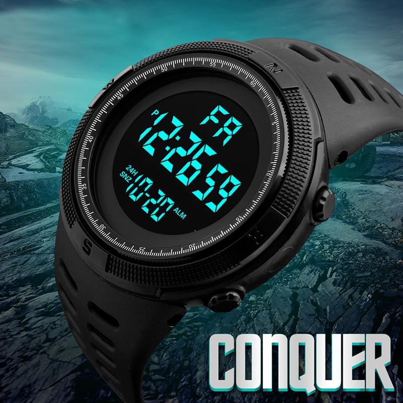 

Wristwatches Black Big Dial Men Watches Luxury Led Luminous Sport Digital Wrist For Man Waterproof Stop Watch Clock Reloj Hombr, Gold