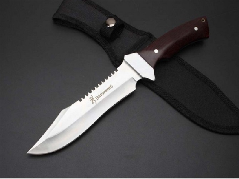 

Browning Stranded Deep Fixed Blade Knife 440C Wood Handle Outdoor Hiking Hunting Survival Pocket Utility EDC Tools with Nylon Sheath Diving