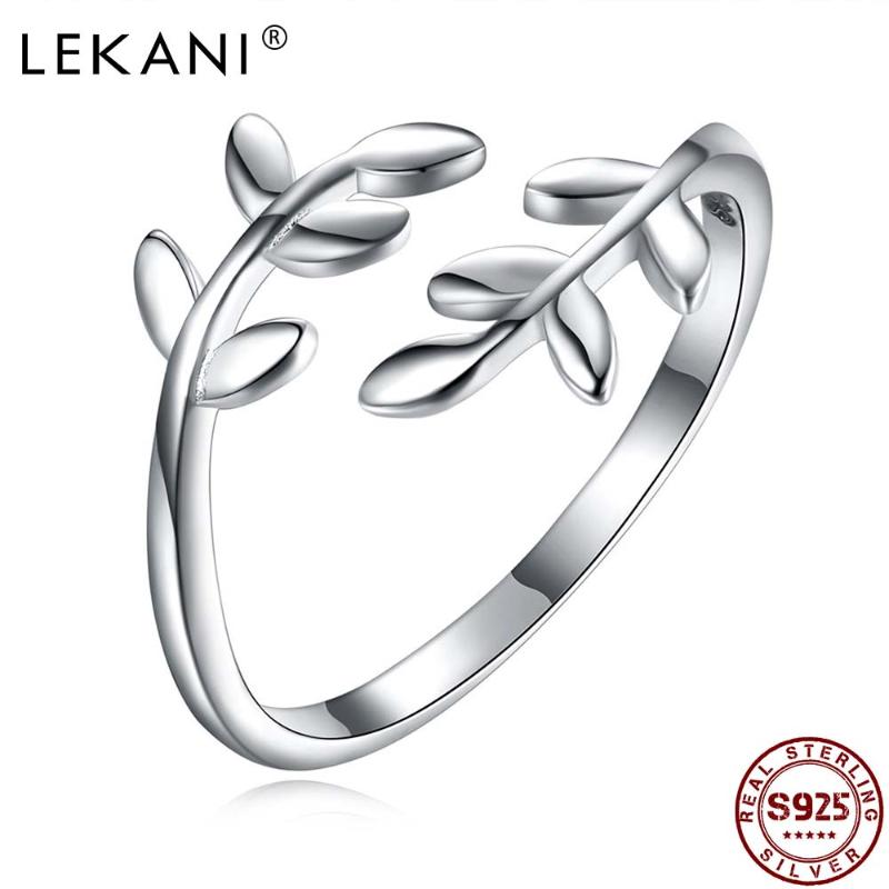 

Cluster Rings LEKANI Women 925 Sterling Silver Minimalist Branches Open Adjustable Ring Elegant Female Fine Jewelry Gift Arrival, Golden;silver