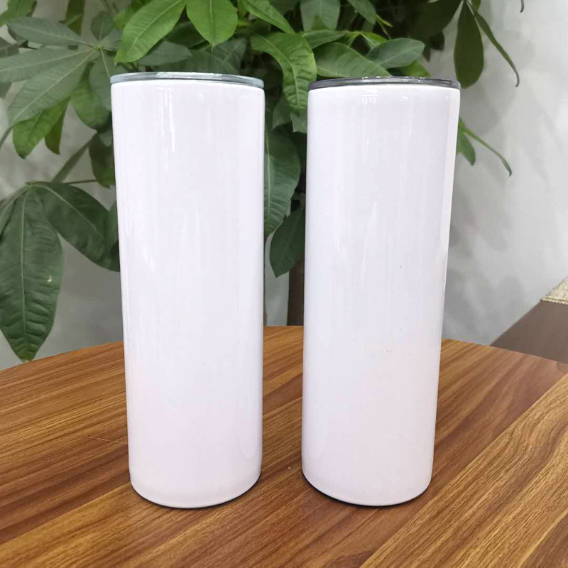 

Wholesale 20oz Sublimation Blanks Straight Skinny Tumbler Double Wall Stainless Steel Cups 20 oz mugs In Bulk, White