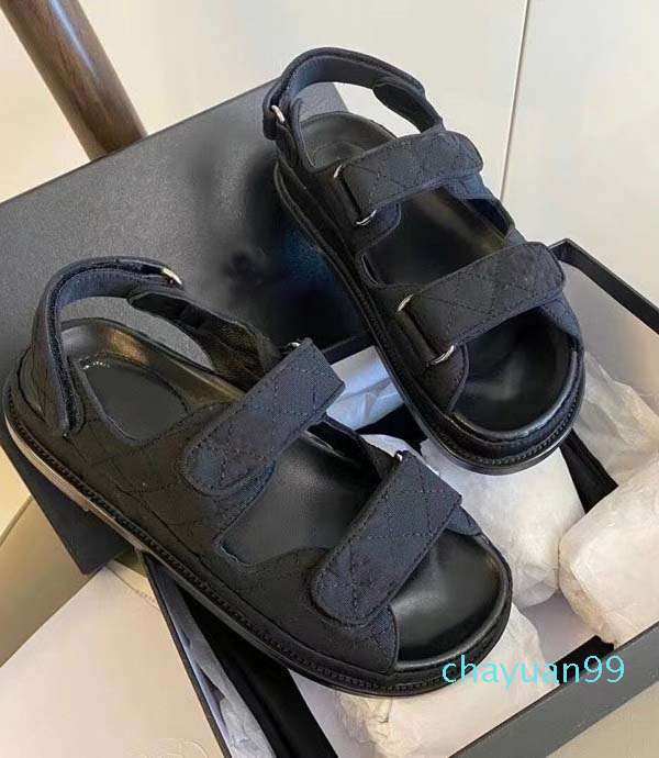 

Designer Women Sandals Crystal Calf leather Classic quilted Platform Fashion Casual Shoes Summer Beach Womens Slides slipper size 35-42 2021, Black canvas