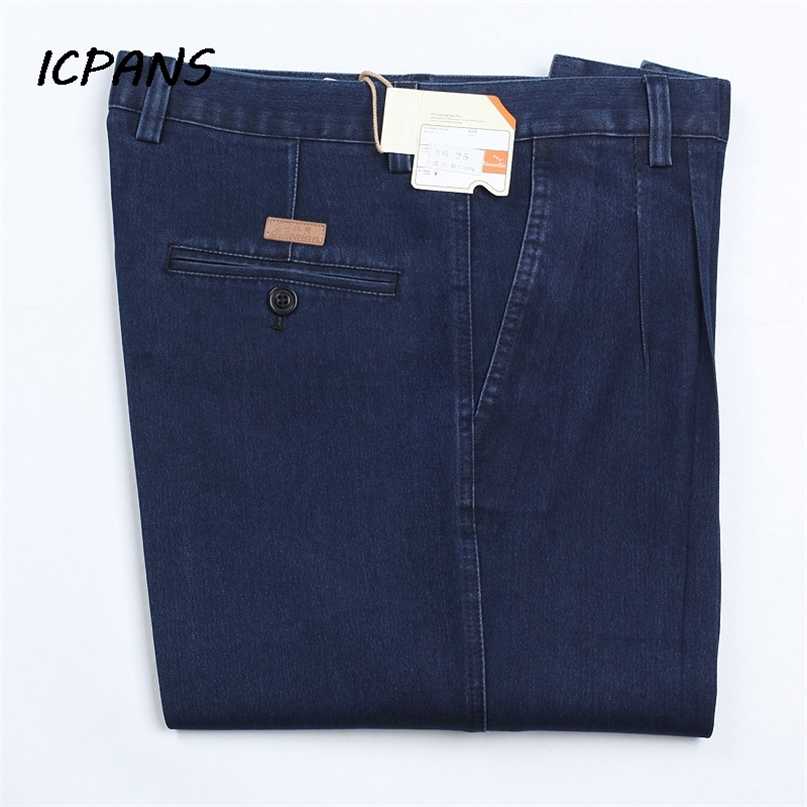 

ICPANS Plus Size 30- 42 44 Denim Jeans for Men Autumn Classic High Waist Straight Loose Blue Stretch 211108, 806 dark blue