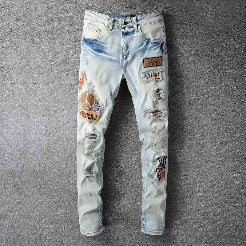 

men's jeans italian men's jeans, slim jeans with blue zipper a hole nxln