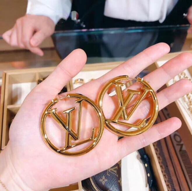 

GGLVLouisVittonYSLVUTTON Luxury Jewelry Accessories Women Hoop Earrings 18K Gold Ear Studs Lady Nice Christmas gift, Golden;silver