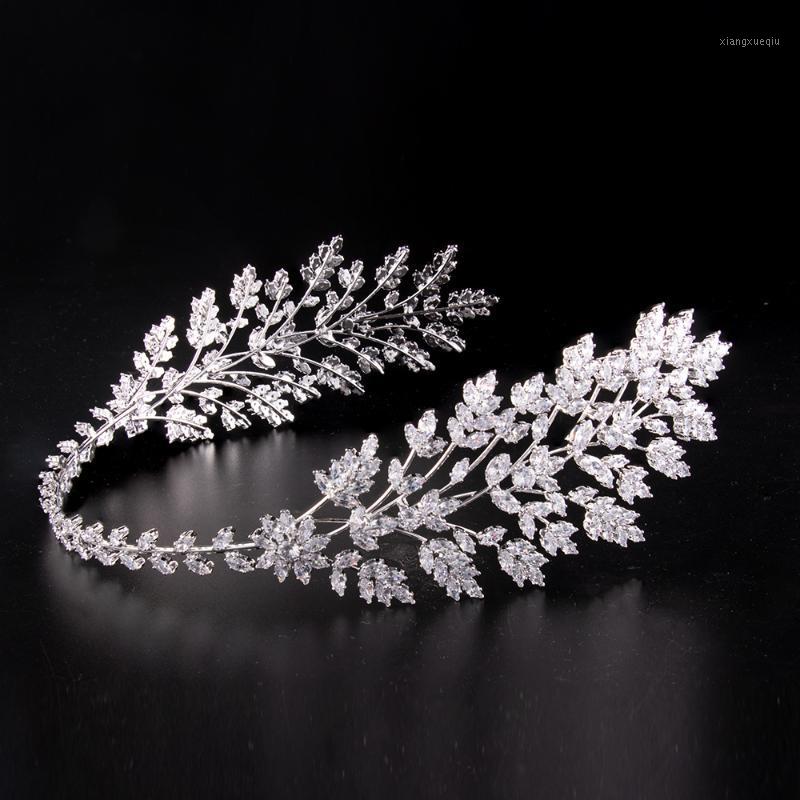 

European Style Women Zirconia Inlayed Full Crystal Headband Bride Headpiece Ladies Crown Tiaras For Wedding Birthday Party Hair Clips & Barr, Golden;silver