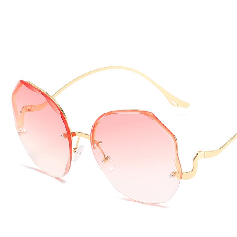 

Sunglasses Girlview Retro Polygonal Rimless Female Personality Curved Temple Male Gradient Lens Glasses