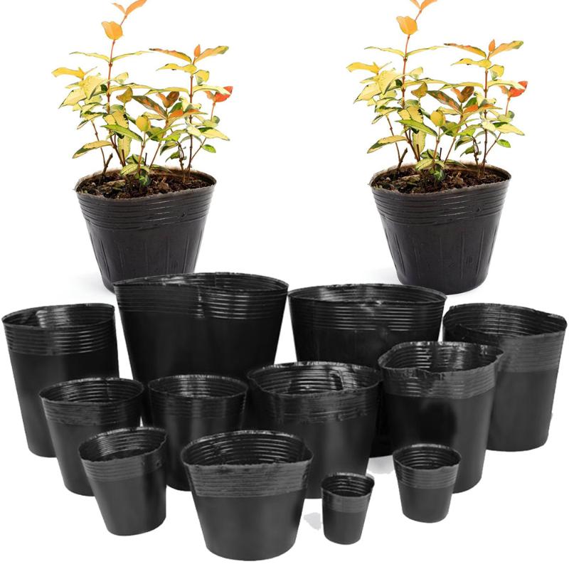 

Planters & Pots 20-300PCS 15 Sizes Of Plastic Grow Nursery Pot Home Garden Planting Bags For Vegetable Flowers Plant Container Starting Box