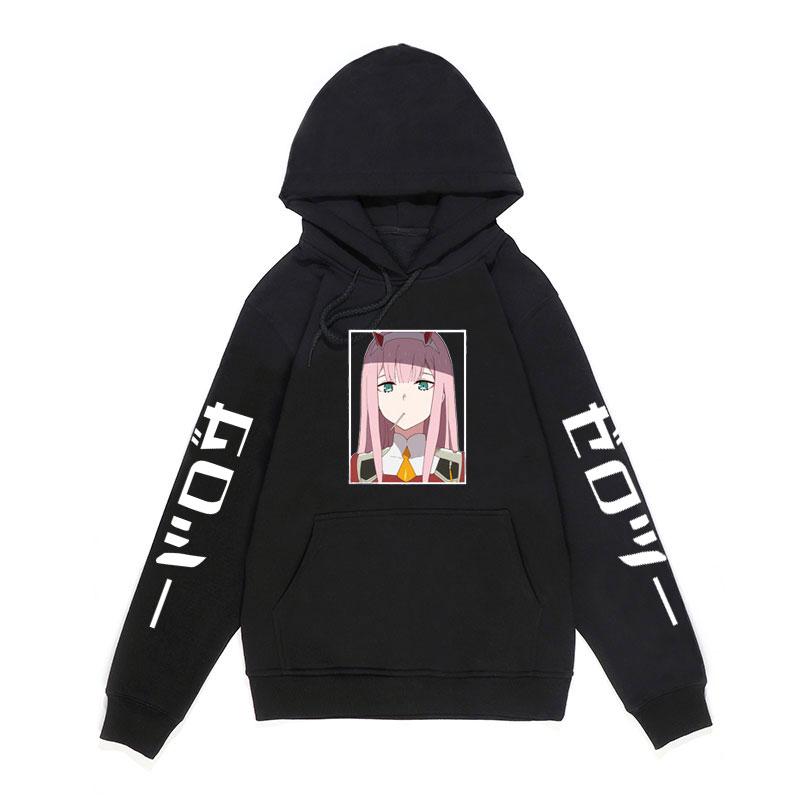 

Men's Hoodies & Sweatshirts Darling In The Franxx Anime Harajuku Zero TWO Beautiful Girl Print Hoodie Autumn Winter Men/women Tops Loose Lon, Black