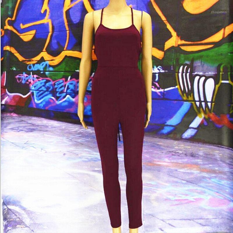 

Women's Jumpsuits & Rompers 2021 Summer 3 Solid Colors Romper Strap Jumpsuit Sexy Stretch Ldaies Bodycon Clubwear Women Clothing, Red