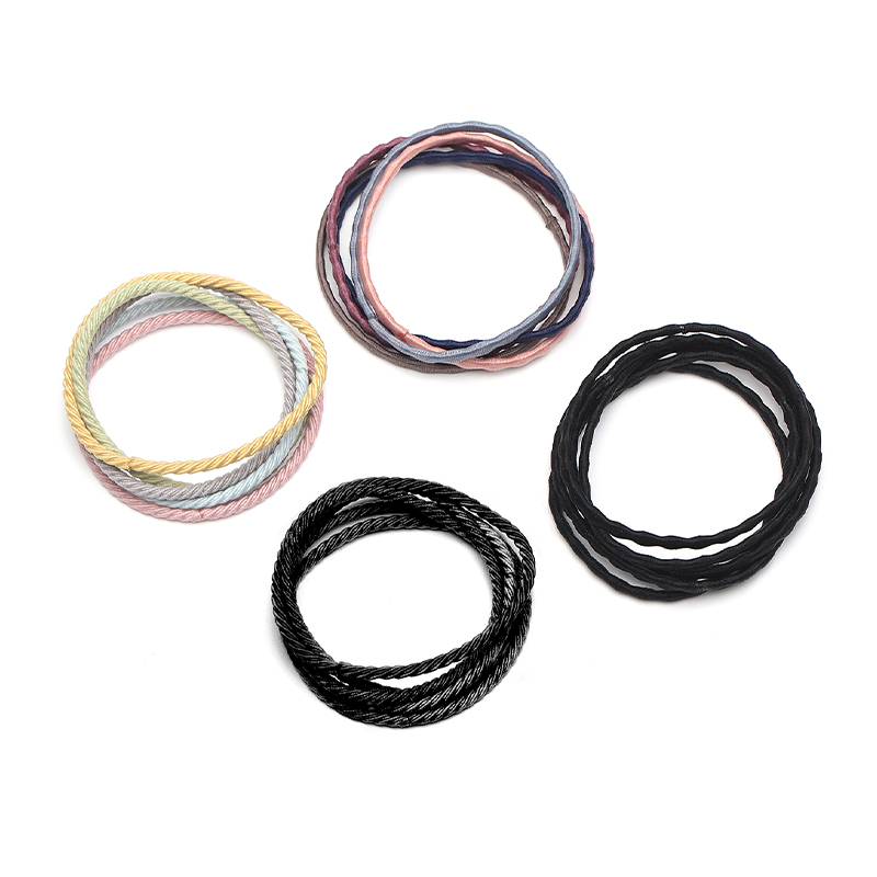 CHIMERA Women 20 Basic Thin High Elastic Rubber Bands Girl Roman Stripes Fine Hair Rope Ties Multicolour Ponytail Daily Headwear-image-706598667