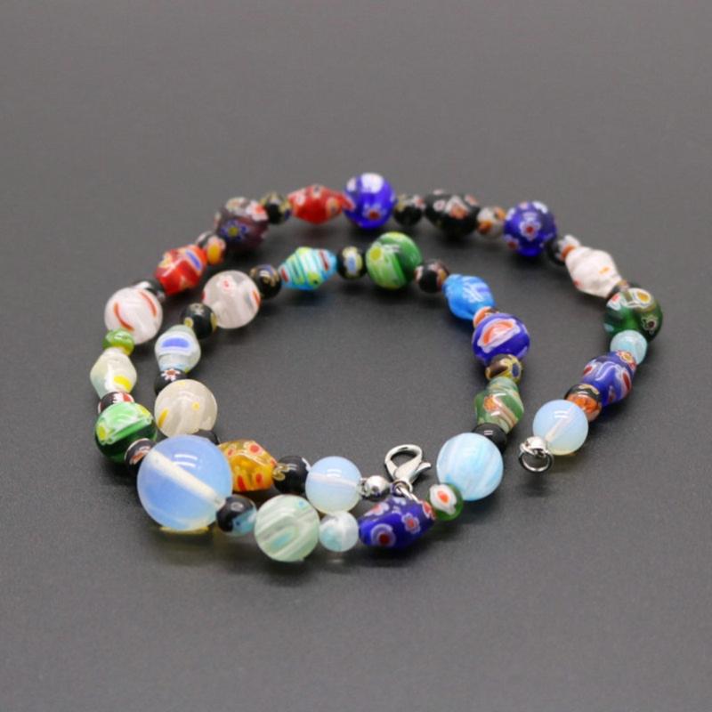 

Pendant Necklaces Murano Glass Beads Necklace Fashion DIY Delicate Opal Jewelry For Girls