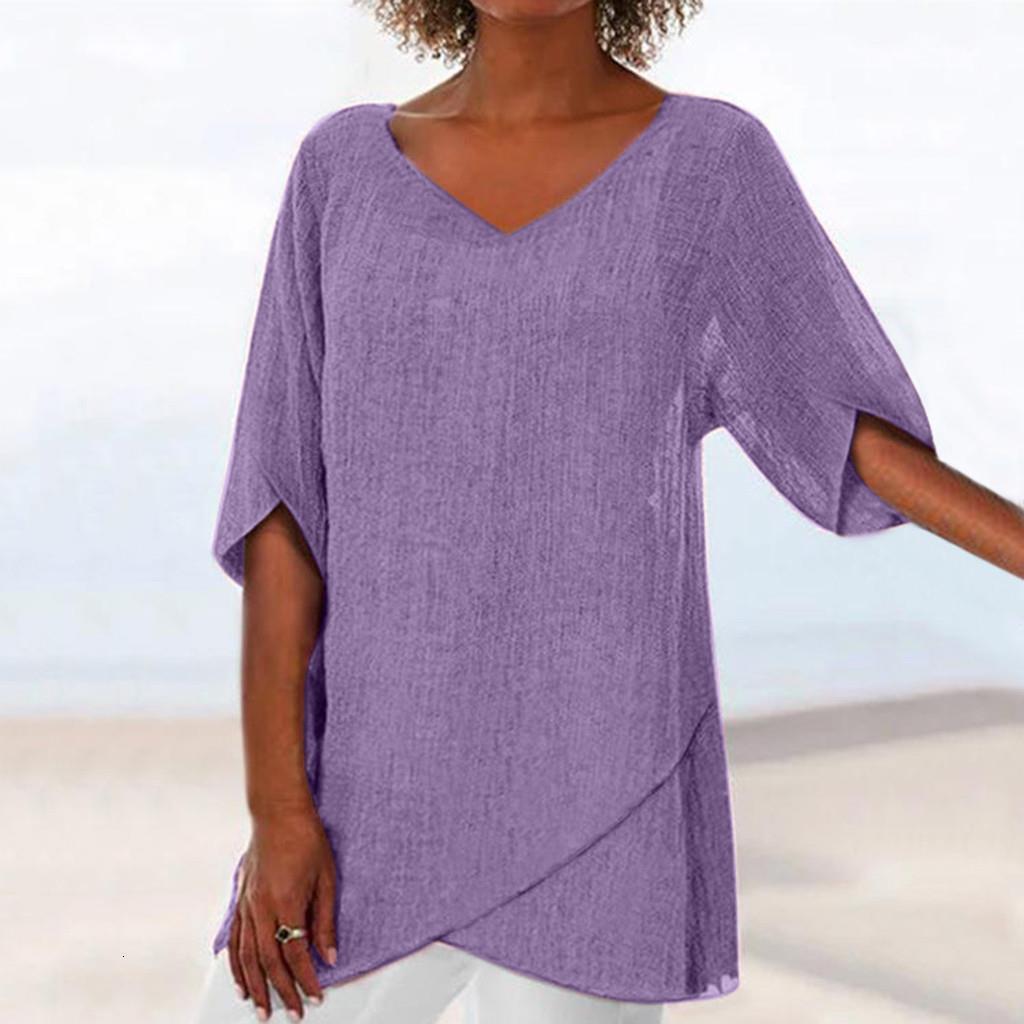 

The Womens Blouses Fashion Linen Blouse Women Plus Size Tops And Shein Haut Femme Summer Irregular Solid Top Z4