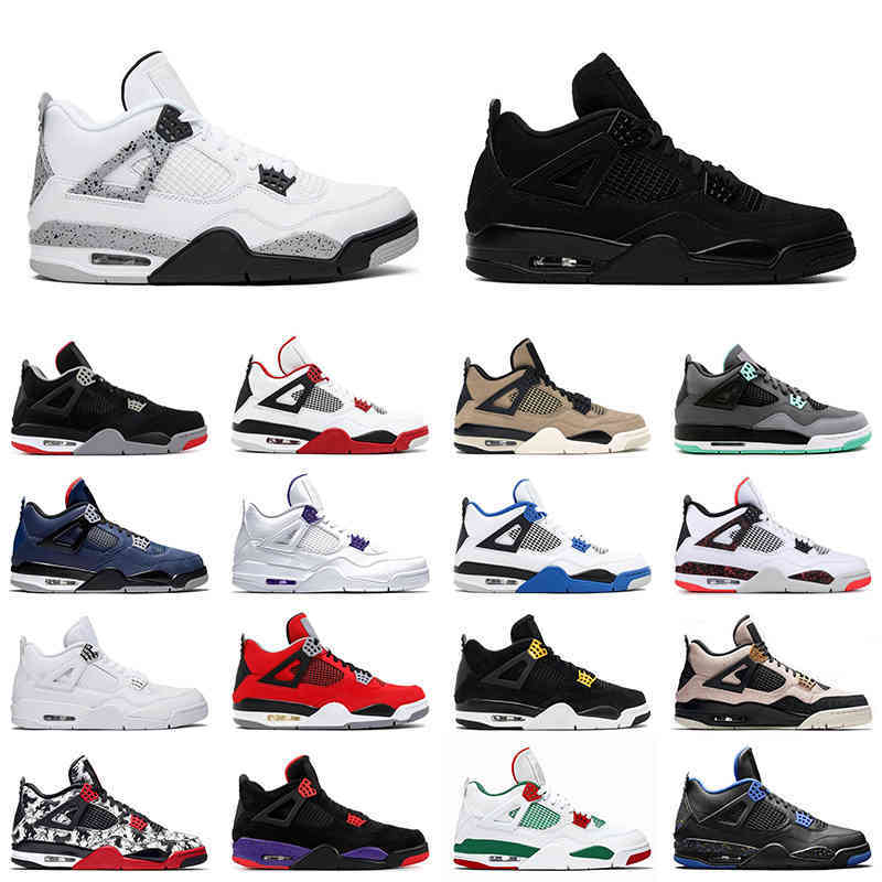 

4 mens basketball shoes 4s white cement bred 2021 fire red cool grey black cat men trainer sports sneakers, Cactus jack