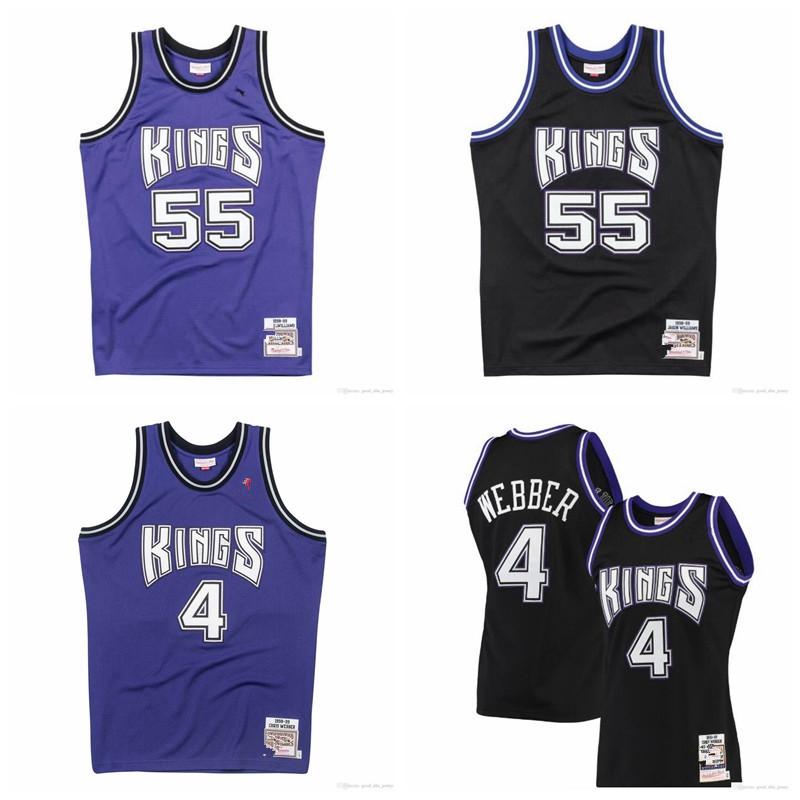 

Men Sacramento Kings Chris Webber Jason Williams Mitchell & Ness Black Hardwoods Classics 1998-99 Authentic Jersey, Black;red