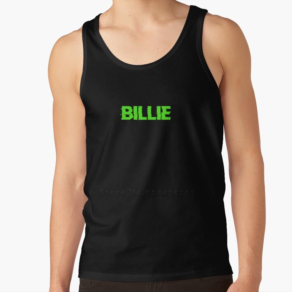 

billie print men tank shirt fitness mens cotton vest merch when we all fall asleep where do go, White;black