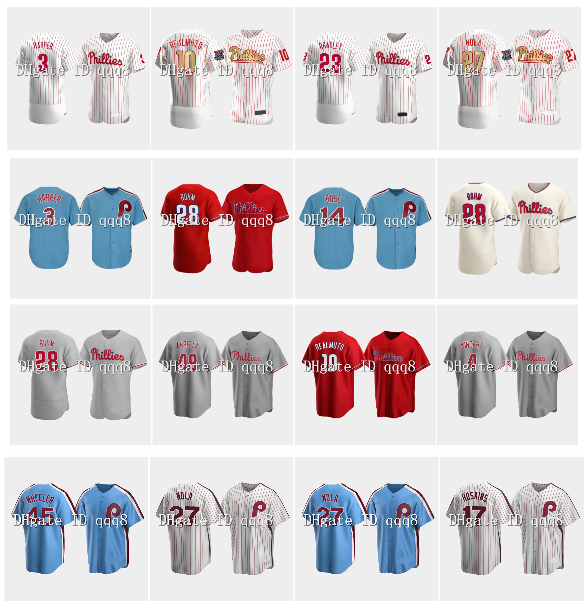 

Bryce Philadelphia Baseball Phillie Jersey Harper Aaron Nola Rhys Hoskins Archie Bradley Jean Segura J.T. Realmuto Didi Gregorius Spencer Howard Pete Rose Neris, Men