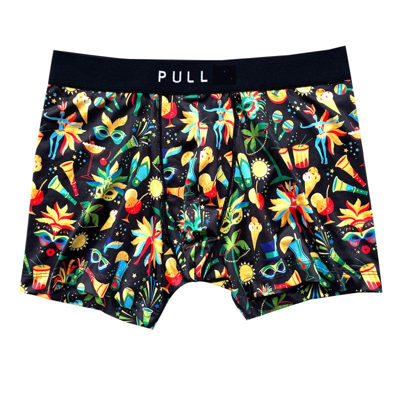 

Underpants PULL MEN UNDERWEAR BOXER FASHION Printing Doodle Comfortable MALE, Black