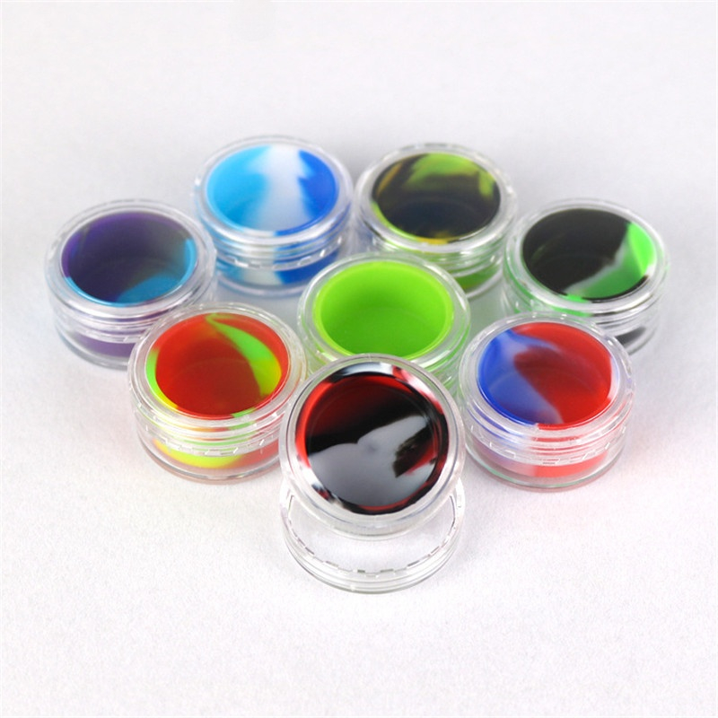 

mini Jar Acrylic & Silicone Wax Oil containers Smoking accessories Portable 5ML concentrate box oil Storage Container