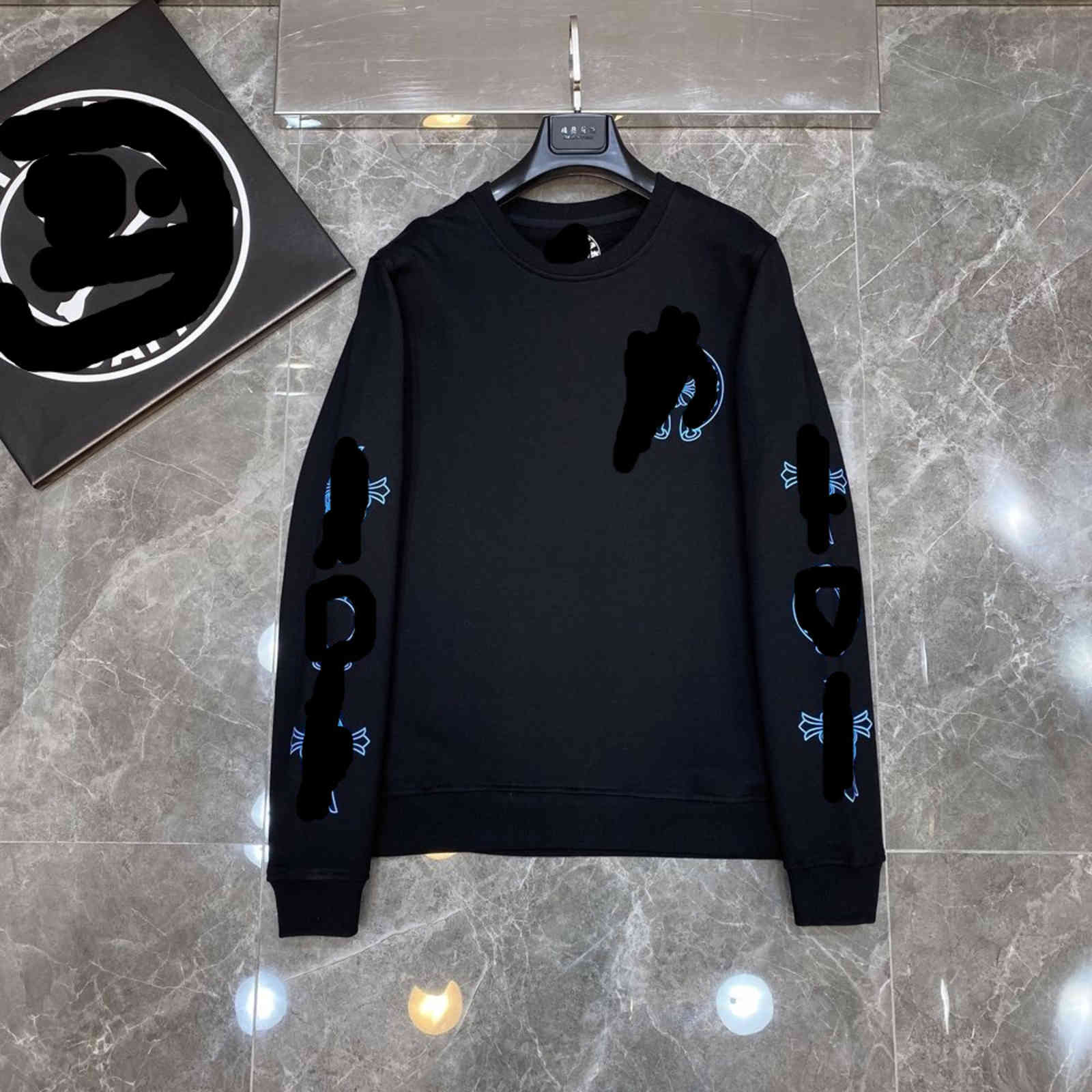 

Street tide ch hoodie cross new casual hip hop high street round neck sweater Designer Correct Version Cotton High Quality Sportswear, White