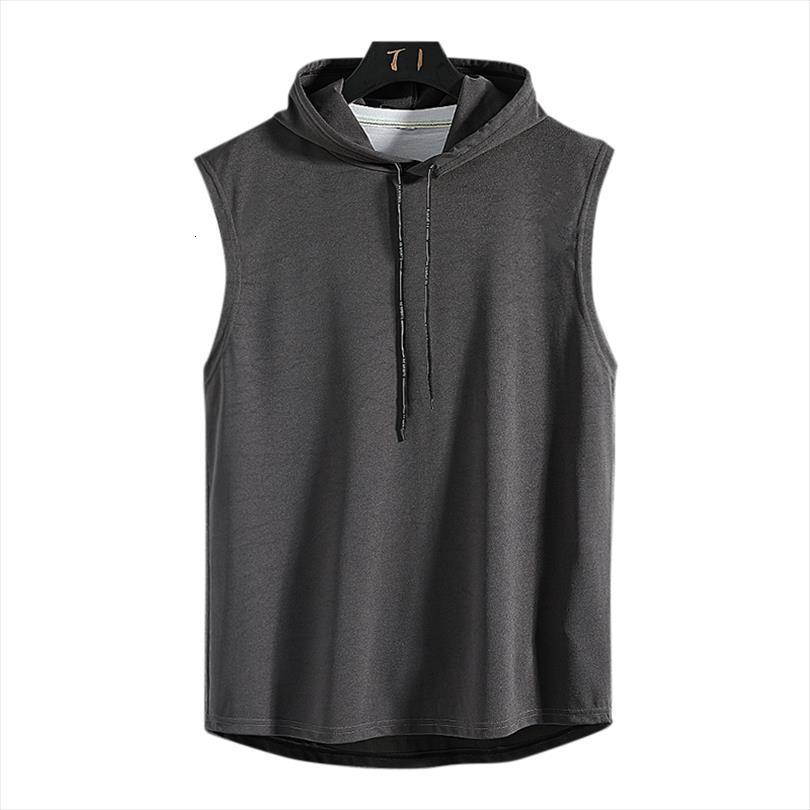 

solid color hooded tank fitness clothing men hip hop streetwear casual summer beach vest black mens, White;black