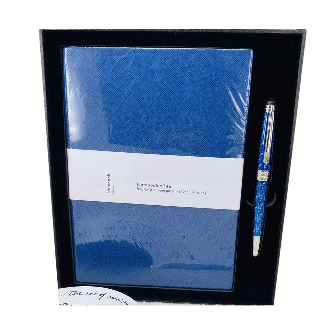 

YAMALANG Signature pens ballpoint pen notebook set hexagon logo Black resin body-pens smooth writing high-end novel design exquisite and packaging, As picture show