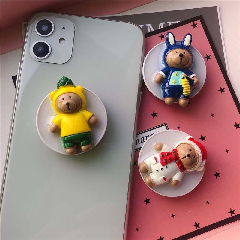 Cell Phone Mounts & Holders 3D Cartoon Bear Desk Adjustable Airbag Mobile Accessories Case Stand Socket Bracket Universal Holder-image-730465733