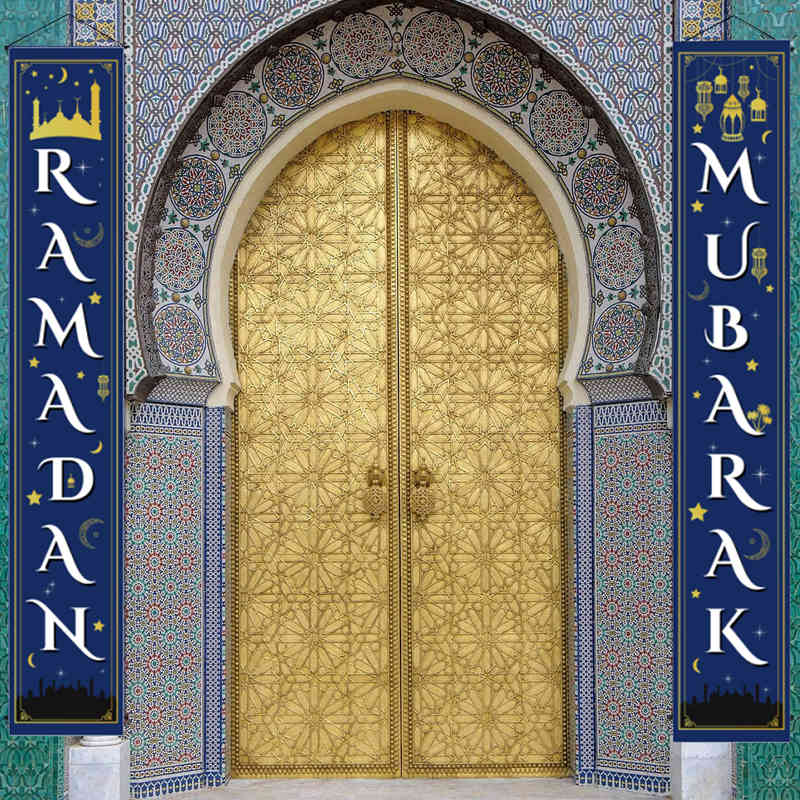 

Eid Mubarak Door Porch Banner Hanging Garland Flag Muslim Islamic EID Ramadan Kareem Festive Home Decor