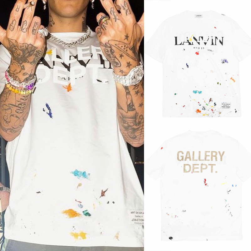 

Gallery Dept. Brand Collab Painted T-shirts White Mens Casual Cotton T shirts Tee Summer Shirt Men Women Hip Hop Streetwear MG210061