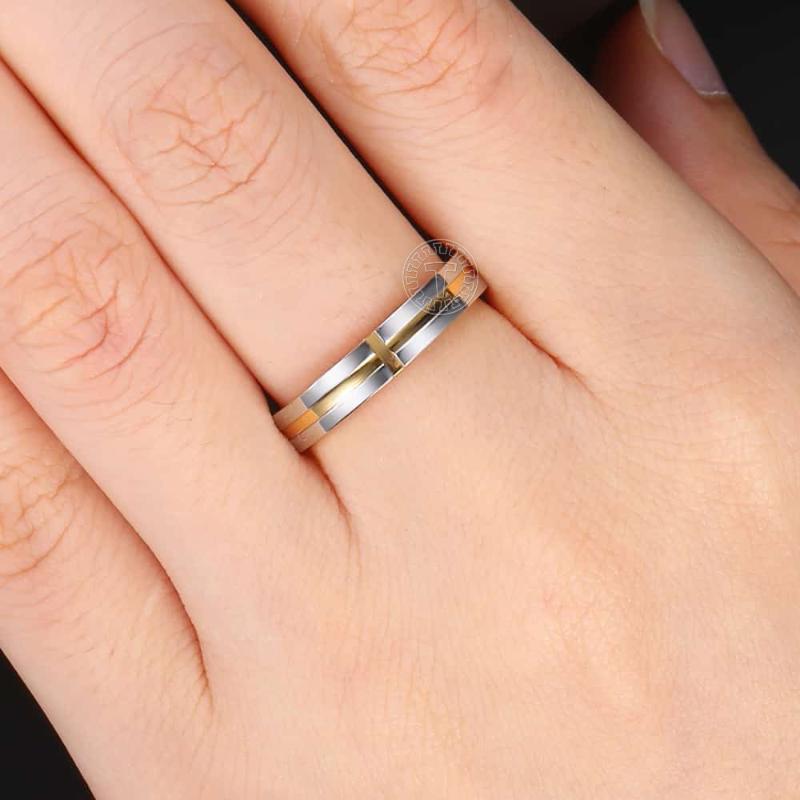 

Wedding Rings Fashion Womens Mens Blue Gold Silver Color Cross Stainless Steel Couple Band Ring Promise Engagement LKR154
