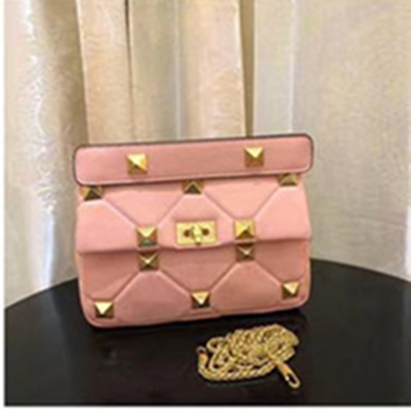 

wholesale fashion Shoulder Bags Napa Leather chain nail Bag high quality trendy handbag gold rivet flip over cross body handbags, Make up the difference