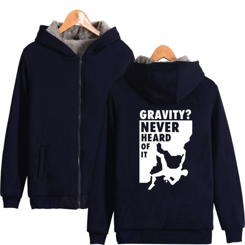 

Men's Hoodies & Sweatshirts Leisure Aikooki Gravity Never Heard Of It Thicker Hoodie Men/Women Zipper Sweatshirt Winter Warm Villus Thicken, Black