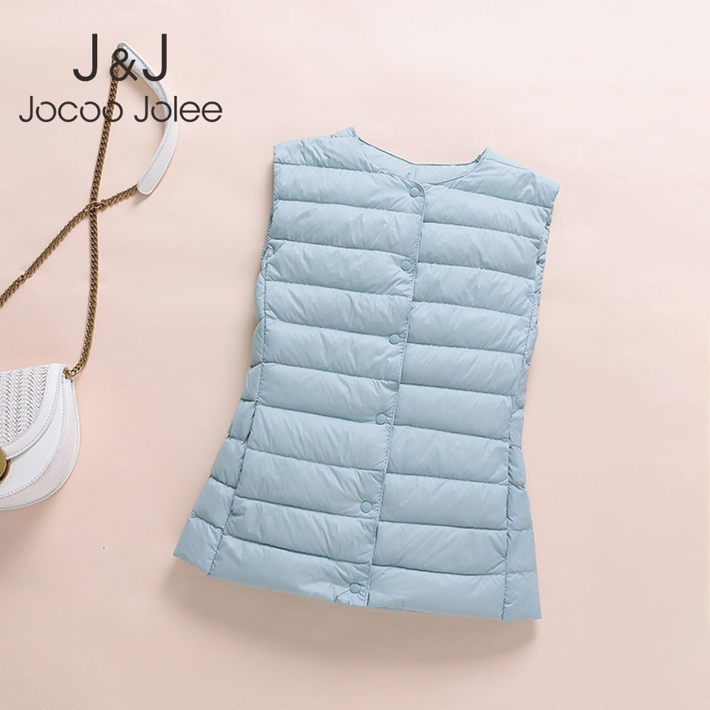 

Korean Elegant Sleeveless Down Jackets Vests for Women Coat Spring Winter Solid Slim Waistcoat Female Tank Top Outwear 210518, As photo